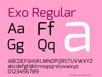 Exo Regular Version 1 Font Sample