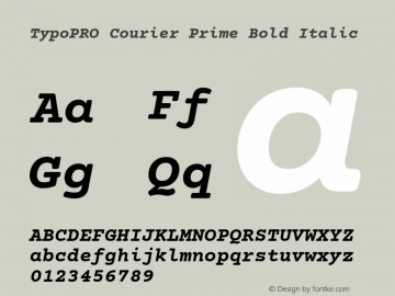 TypoPRO Courier Prime Bold Italic Version 1.202 Font Sample