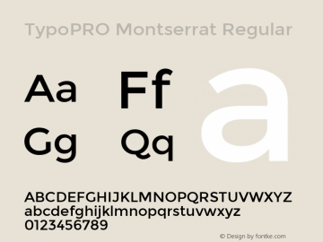 TypoPRO Montserrat Regular Version 2.001 Font Sample