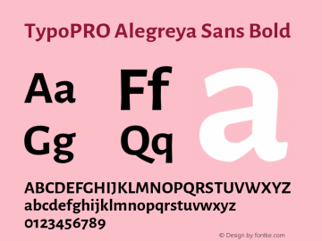 TypoPRO Alegreya Sans Bold Version 1.000;PS 001.000;hotconv 1.0.70;makeotf.lib2.5.58329 DEVELOPMENT Font Sample