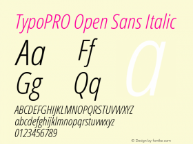 TypoPRO Open Sans Italic Version 1.10 Font Sample