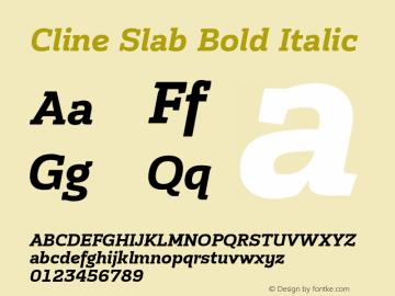 Cline Slab Bold Italic Version 1.000 Font Sample