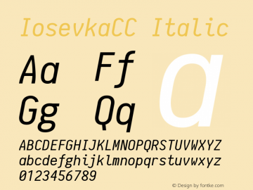 IosevkaCC Italic 1.0-beta2; ttfautohint (v1.4.1) Font Sample