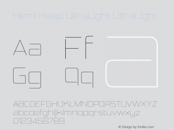 Hemi Head UltraLight UltraLight Version 1.001 Font Sample