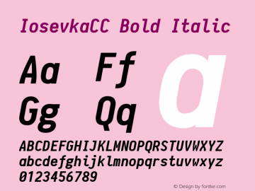 IosevkaCC Bold Italic 1.0-beta2; ttfautohint (v1.4.1) Font Sample