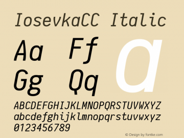 IosevkaCC Italic 1.0-beta2; ttfautohint (v1.4.1) Font Sample
