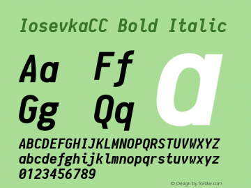 IosevkaCC Bold Italic 1.0-beta2; ttfautohint (v1.4.1) Font Sample