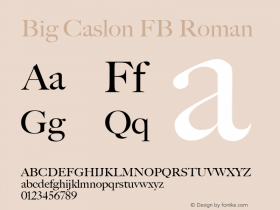 Big Caslon FB Roman Version 1.00 November 3, 2015, initial release Font Sample