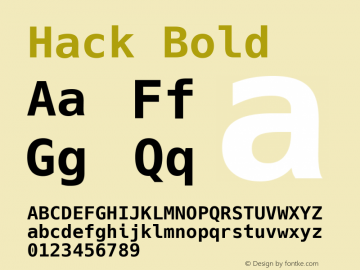 Hack Bold Version 2.017; ttfautohint (v1.4.1) -l 4 -r 80 -G 350 -x 0 -H 260 -D latn -f latn -m 