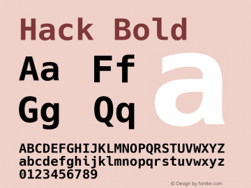 Hack Bold Version 2.017; ttfautohint (v1.4.1) -l 4 -r 80 -G 350 -x 0 -H 260 -D latn -f latn -m 