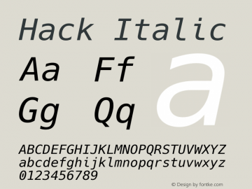 Hack Italic Version 2.017; ttfautohint (v1.4.1) -l 4 -r 80 -G 350 -x 0 -H 145 -D latn -f latn -w G -W -t -X 