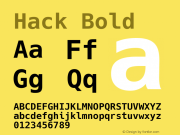 Hack Bold Version 2.016; ttfautohint (v1.4) -l 4 -r 80 -G 350 -x 0 -H 260 -D latn -f latn -m 