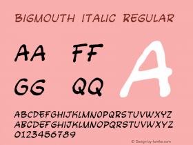 Bigmouth Italic Regular 1 Font Sample