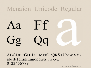 Menaion Unicode Regular 2.0 Font Sample