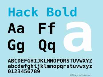 Hack Bold Version 2.018; ttfautohint (v1.4.1) -l 4 -r 80 -G 350 -x 0 -H 260 -D latn -f latn -m 