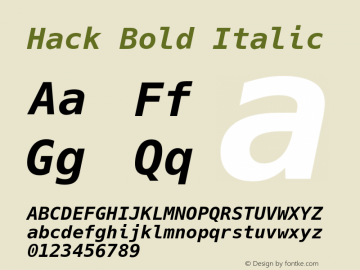 Hack Bold Italic Version 2.018 Font Sample