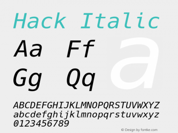 Hack Italic Version 2.018 Font Sample