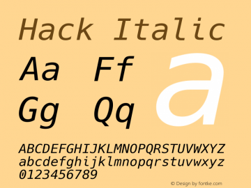 Hack Italic Version 2.018; ttfautohint (v1.4.1) -l 4 -r 80 -G 350 -x 0 -H 145 -D latn -f latn -w G -W -t -X 