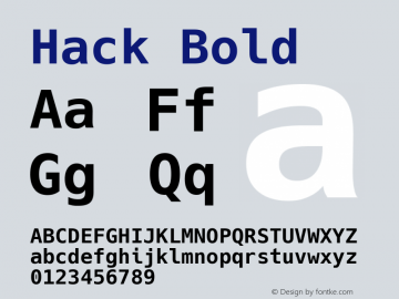 Hack Bold Version 2.018; ttfautohint (v1.4.1) -l 4 -r 80 -G 350 -x 0 -H 260 -D latn -f latn -m 