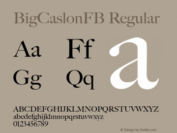 BigCaslonFB Regular Version 1.3 Font Sample