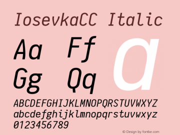 IosevkaCC Italic 1.0-beta3; ttfautohint (v1.4.1) Font Sample