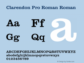 Clarendon Pro Roman Roman Version 1.001 Font Sample