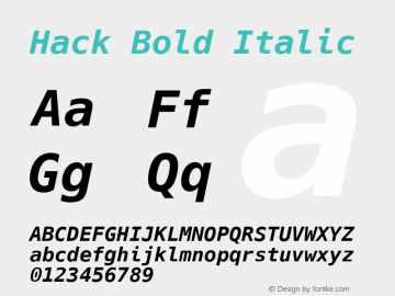 Hack Bold Italic Version 2.018 Font Sample