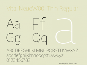 VitaliNeueW00-Thin Regular Version 1.00 Font Sample