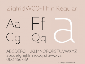ZigfridW00-Thin Regular Version 1.00 Font Sample