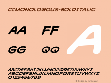 CCMonologous-BoldItalic ☞ Version 1.000 2006 initial release;com.myfonts.easy.comicraft.monologous.bold-italic.wfkit2.version.3URA图片样张