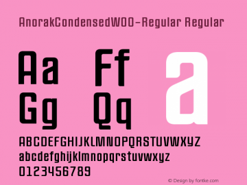 AnorakCondensedW00-Regular Regular Version 1.00 Font Sample