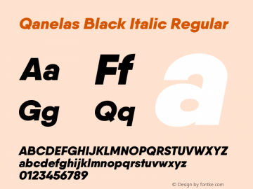 Qanelas Black Italic Regular Version 1.030 Font Sample