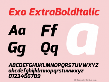 Exo ExtraBoldItalic Version 1.00 Font Sample