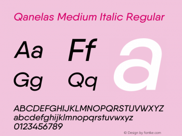 Qanelas Medium Italic Regular Version 1.030 Font Sample