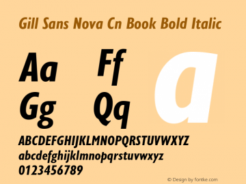 Gill Sans Nova Cn Book Bold Italic Version 1.00 Font Sample