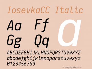 IosevkaCC Italic 1.0-beta4; ttfautohint (v1.4.1) Font Sample