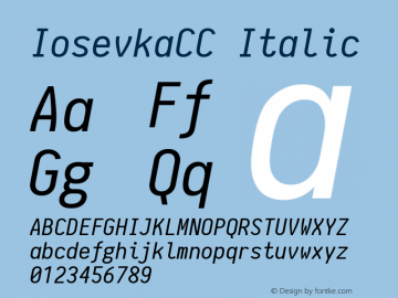 IosevkaCC Italic 1.0-beta4; ttfautohint (v1.4.1) Font Sample