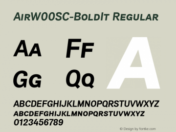AirW00SC-BoldIt Regular Version 1.1 Font Sample
