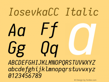 IosevkaCC Italic 1.0-beta5; ttfautohint (v1.4.1) Font Sample