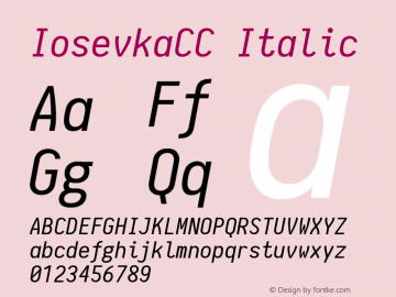 IosevkaCC Italic 1.0-beta5; ttfautohint (v1.4.1) Font Sample