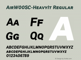 AirW00SC-HeavyIt Regular Version 1.1 Font Sample