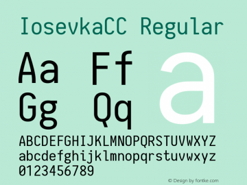 IosevkaCC Regular 1.0-beta6; ttfautohint (v1.4.1) Font Sample