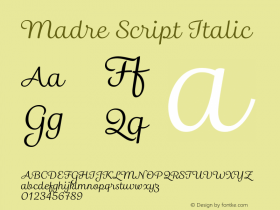 Madre Script Italic Version 1.003 Font Sample