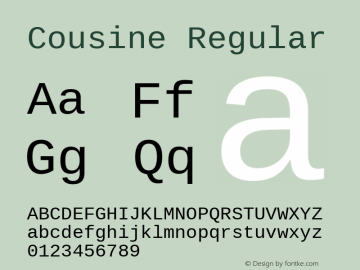 Cousine Regular Version 1.20; ttfautohint (v1.4.1) Font Sample