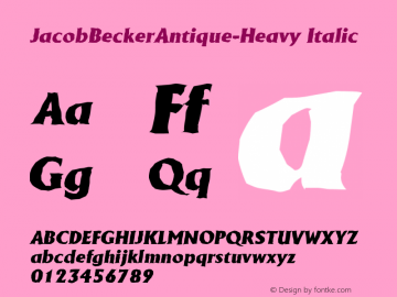 JacobBeckerAntique-Heavy Italic 1.0 Wed May 03 22:51:58 2000图片样张