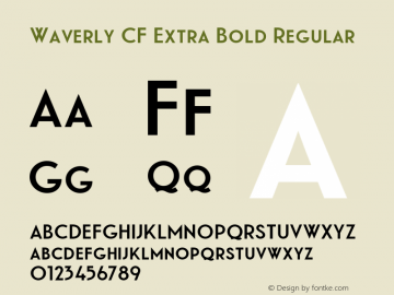 Waverly CF Extra Bold Regular Version 1.030 Font Sample