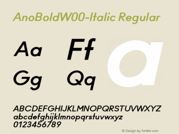 AnoBoldW00-Italic Regular Version 1.0图片样张