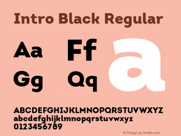 Intro Black Regular Version 1.000 Font Sample