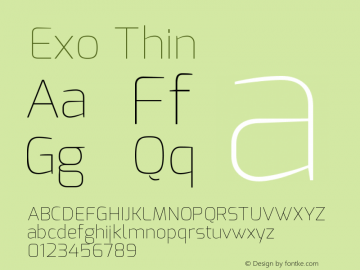 Exo Thin Version 1.00 Font Sample