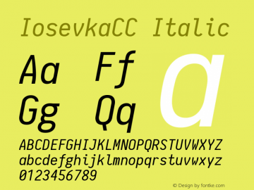 IosevkaCC Italic 1.0-beta7; ttfautohint (v1.4.1) Font Sample